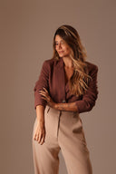 BLAZER ALFAIATARIA CROPPED CHOCO