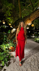 VESTIDO VERMELHO FENDA