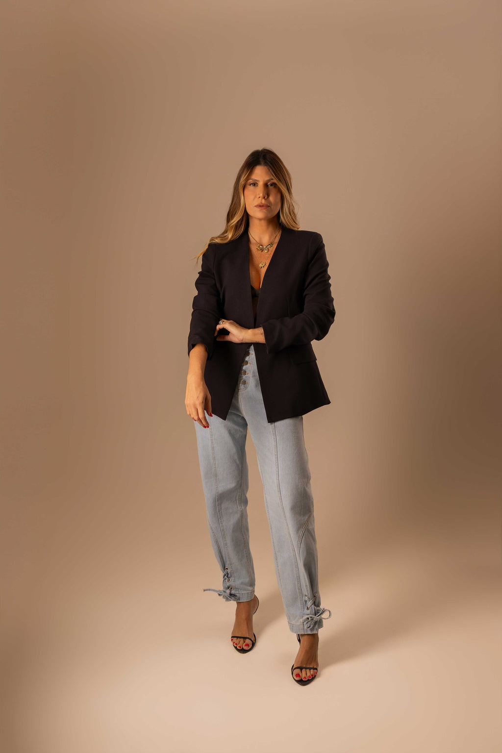 BLAZER SEM GOLA PRETO