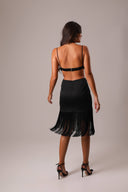 TOP CROPPED ACETINADO PRETO